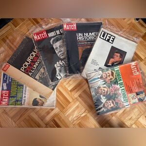 Vintage Paris Match & LIFE Magazines JFK Kennedy History Lot Apollo 8 60s retro